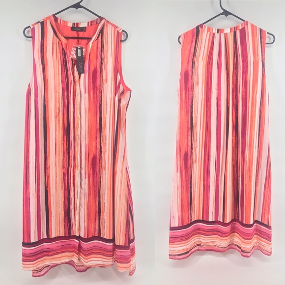 Apt. 9 Dresses & Skirts - Apt. 9 Midi Pink Black Striped Shift Dress NWT